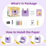 ORGSTA Cámara de impresión instantánea para niños y niñas, cámara digital HD de 1080P con 3 rollos de papel de impresión y tarjeta de 32G, juguetes de regalo de cumpleaños de Navidad para niños de 3 a