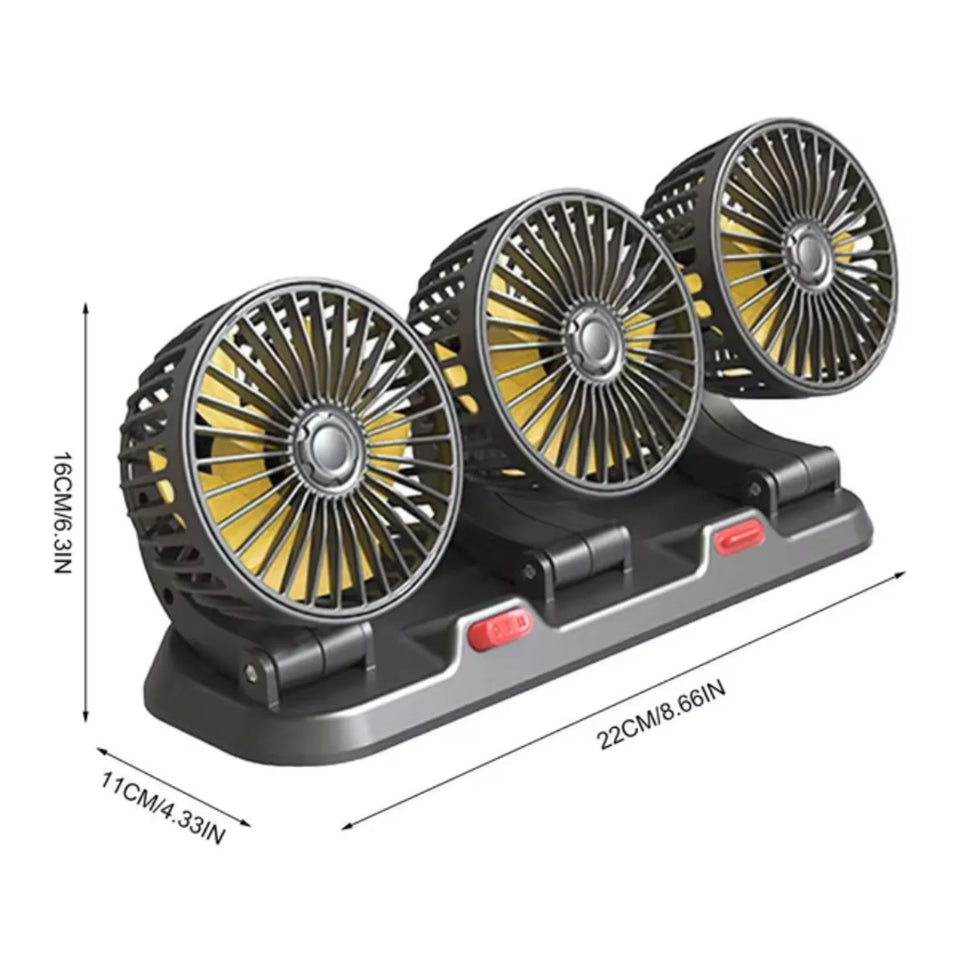 Ventilador para Auto Carro de triple cabezal Giratorio 360